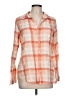 Love Stitch 100% Spandex Plaid Orange Long Sleeve Button-Down Shirt Size L - photo 1