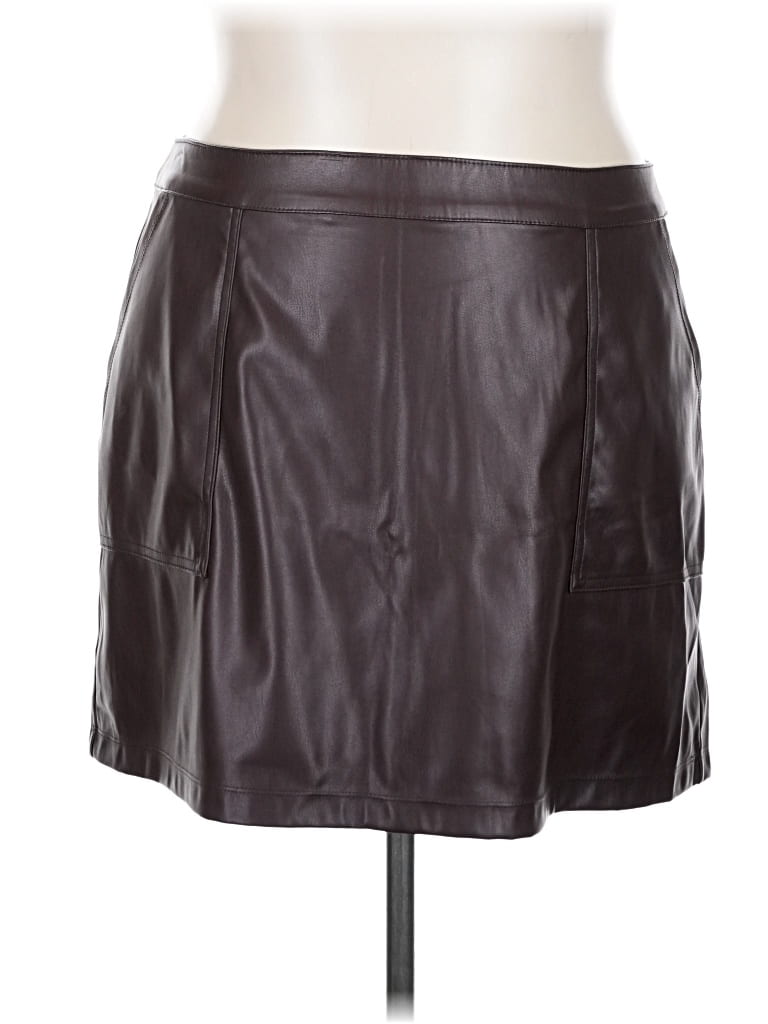 Pre-owned A New Day Faux Leather Skirt In Brown