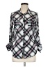 Passport 100% Polyester Plaid Gray Long Sleeve Blouse Size M - photo 1