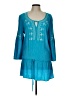 Cupio 100% Viscose Teal Blue 3/4 Sleeve Blouse Size L - photo 1