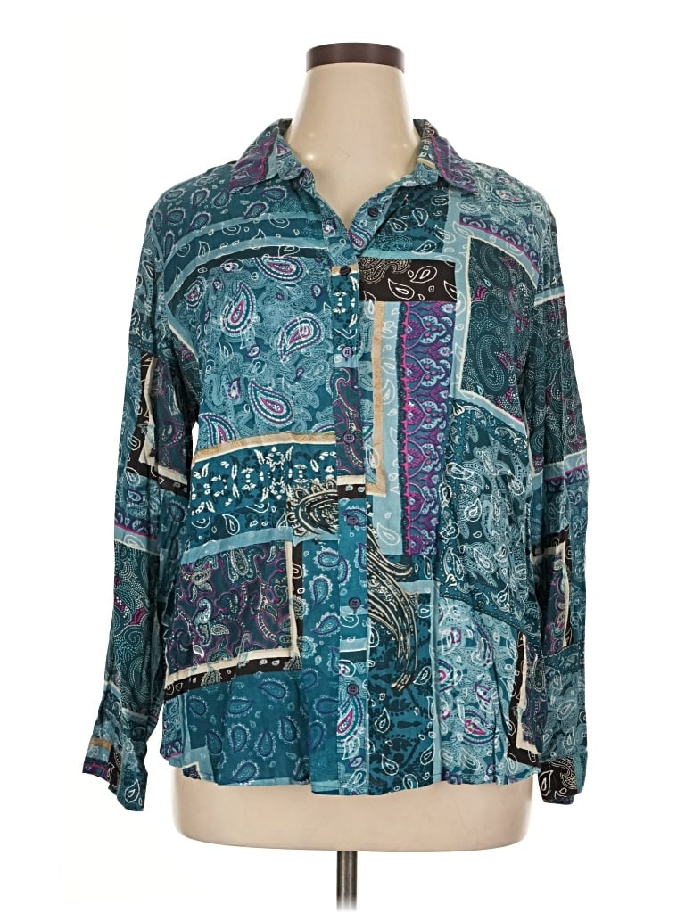 Pre-owned Serengeti Long Sleeve Blouse In Blue