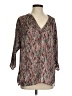 W by Worth 100% Polyester Print Gray 3/4 Sleeve Blouse Size S - photo 1
