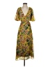 MNG 100% Polyester Tropical Yellow Cocktail Dress Size 2 - photo 1