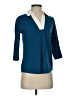 Lands' End 100% Cotton Color Block Blue 3/4 Sleeve Blouse Size XS - photo 1