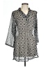 Just 100% Polyester Silver Black 3/4 Sleeve Blouse Size L - photo 1
