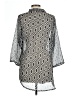 Just 100% Polyester Silver Black 3/4 Sleeve Blouse Size L - photo 2