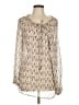 Tory Burch 100% Silk Ivory Tan Long Sleeve Silk Top Size 12 - photo 1