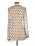 Tory Burch 100% Silk Ivory Tan Long Sleeve Silk Top Size 12 - photo 2