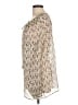 Tory Burch 100% Silk Ivory Tan Long Sleeve Silk Top Size 12 - photo 5