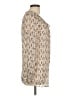 Tory Burch 100% Silk Ivory Tan Long Sleeve Silk Top Size 12 - photo 4