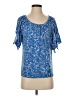 CeCe Paisley Multi Color Blue Short Sleeve Blouse Size S - photo 1