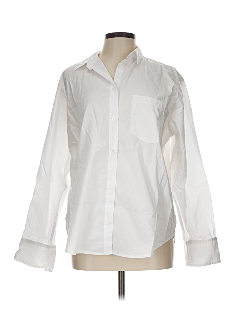 Pre-owned J.crew Collection Long Sleeve Button Down Shirt In White