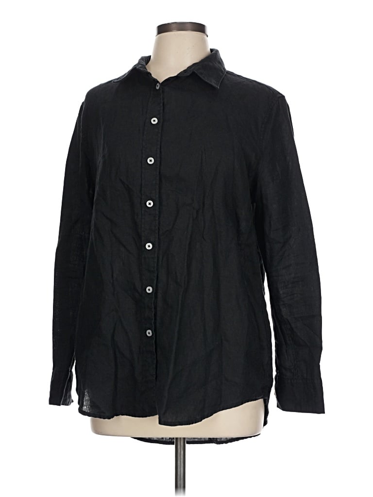 Pre-owned Quince Long Sleeve Button Down Shirt In Black