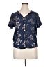 Assorted Brands 100% Polyester Floral Blue Short Sleeve Blouse Size XL - photo 1