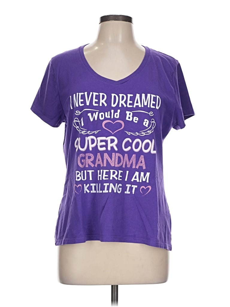 Pre-owned Hanes Short Sleeve T-shirt In Purple