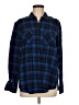 Express 100% Cotton Plaid Blue Long Sleeve Button-Down Shirt Size M - photo 1