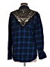 Express 100% Cotton Plaid Blue Long Sleeve Button-Down Shirt Size M - photo 2