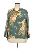 Fun2Fun 100% Polyester Floral Teal 3/4 Sleeve Blouse Size 2X - photo 1
