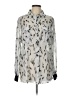 DKNY Animal Print Silver Long Sleeve Blouse Size L - photo 1