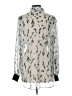 DKNY Animal Print Silver Long Sleeve Blouse Size L - photo 2