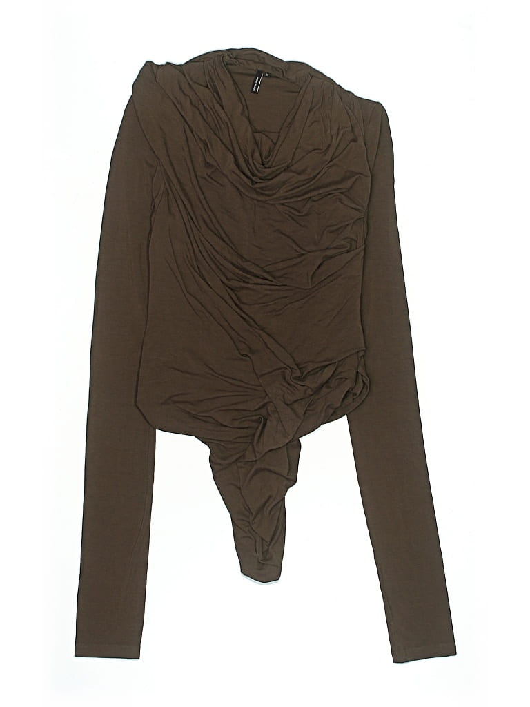 Pre-owned Assorted Brands Long Sleeve Top Brown Cowl Neck Tops