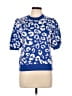 Amour Vert 100% Cotton Animal Print Blue Pullover Sweater Size L - photo 1