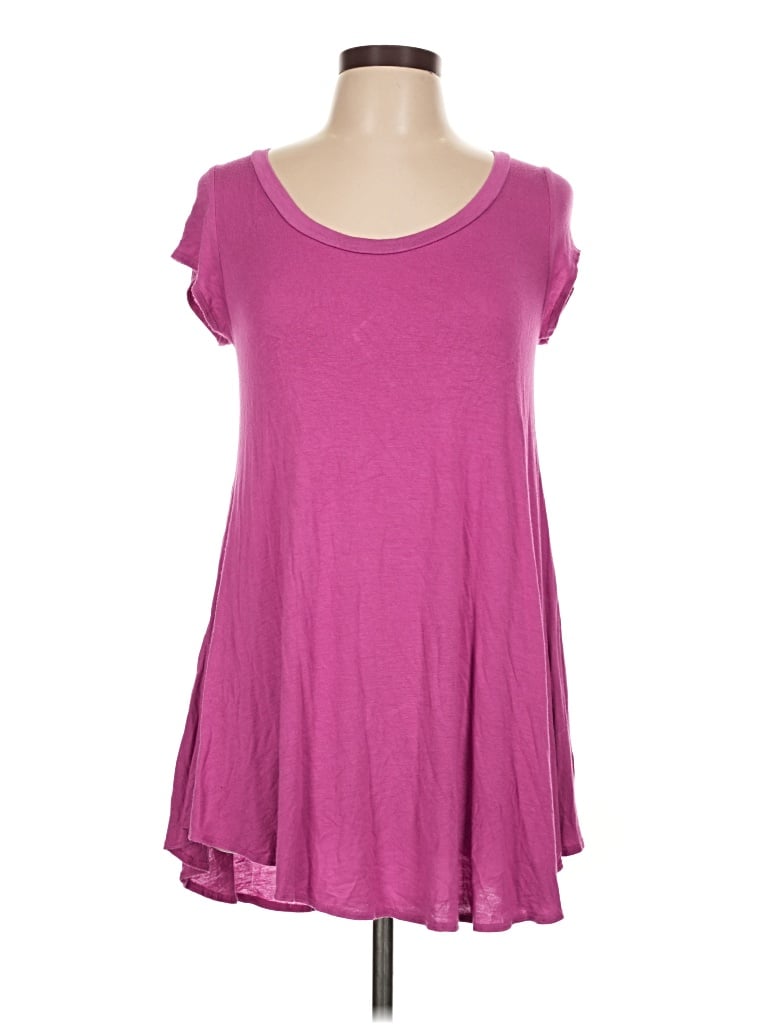 Pre-owned Isaac Liev Short Sleeve Top Purple Scoop Neck Tops