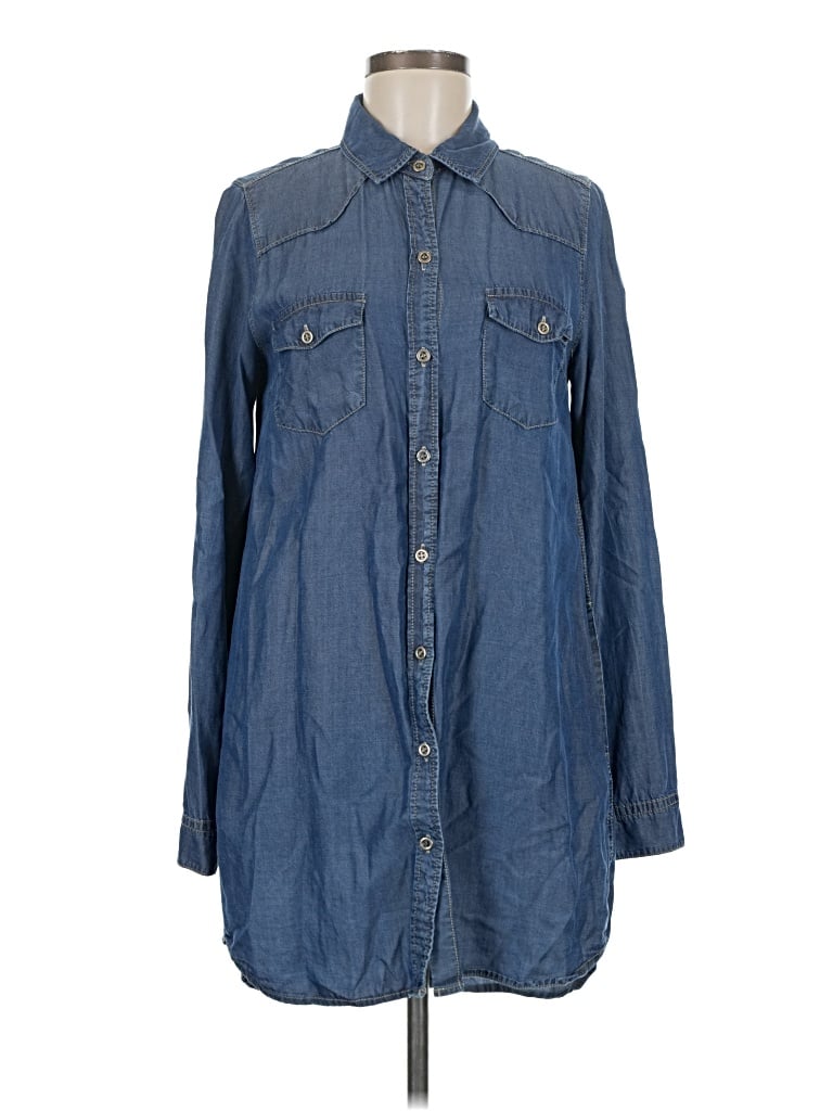 Pre-owned Timing Long Sleeve Button Down Shirt In Blue