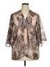 Unbranded 100% Polyester Animal Print Tan 3/4 Sleeve Blouse Size XL - photo 1