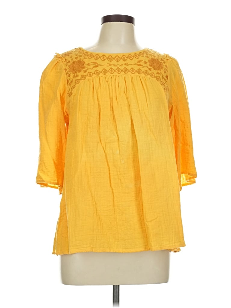 Pre-owned Roller Rabbit 3/4 Sleeve Blouse In Yellow