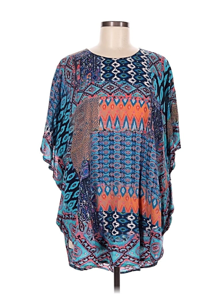 Pre-owned Tolani 3/4 Sleeve Blouse In Blue