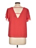 Aqua 100% Polyester Red Short Sleeve Blouse Size L - photo 2