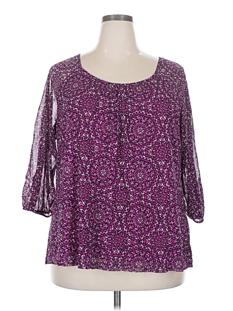 Pre-owned Apt. 9 3/4 Sleeve Blouse In Purple