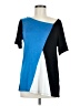 Sarin Mathews Color Block Blue Short Sleeve Top Size M - photo 1
