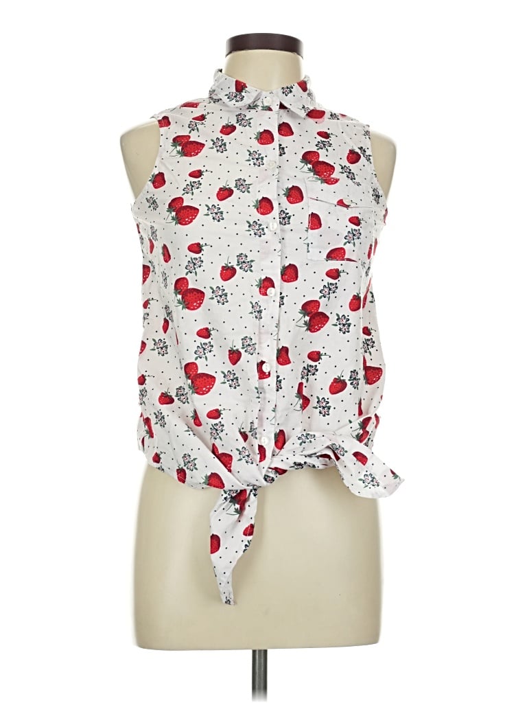 Pre-owned Passport Sleeveless Button Down Shirt In White