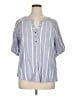 retrology Stripes Blue Short Sleeve Blouse Size XL - photo 1