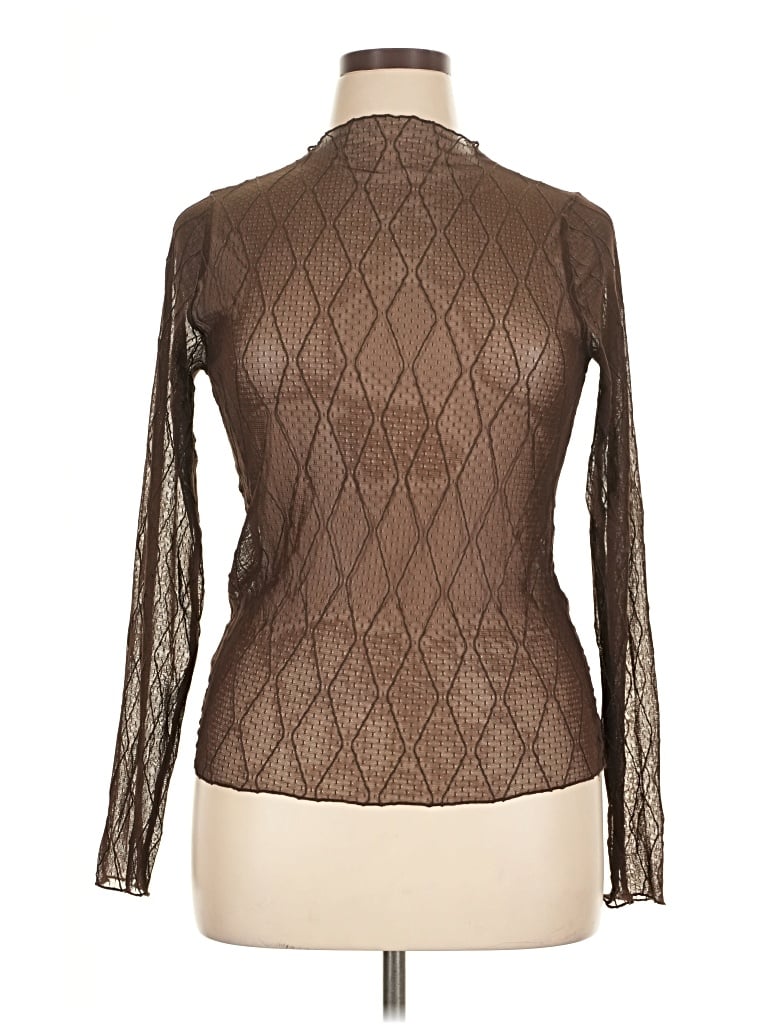 Pre-owned Willow & Root Long Sleeve Top Brown Turtleneck Tops