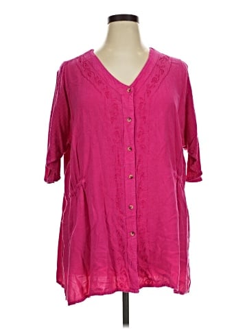 Added Dimension for Catherines 3/4 Sleeve Button-Down Shirt (view 1)