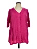 Added Dimension for Catherines 100% Rayon Pink 3/4 Sleeve Button-Down Shirt Size 1X - photo 1