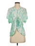 Hot Lava 100% Rayon Tie-dye Green Short Sleeve Blouse Size S - photo 1
