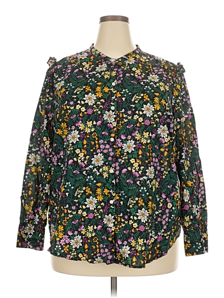 Pre-owned Old Navy Long Sleeve Blouse In Green