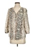 Black Rainn 100% Polyester Animal Print Silver 3/4 Sleeve Blouse Size S - photo 1