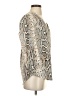 Black Rainn 100% Polyester Animal Print Silver 3/4 Sleeve Blouse Size S - photo 4