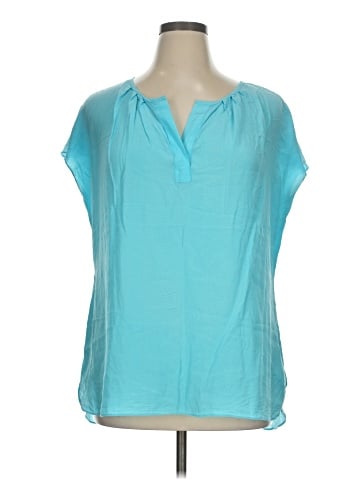 Max Studio Short Sleeve Silk Top (view 1)