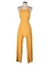 Carly Jean 100% Rayon Solid Yellow Jumpsuit Size S - photo 1