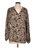 Dokotoo 100% Polyester Animal Print Tan Long Sleeve Blouse Size L - photo 1
