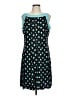 Perceptions Polka Dots Teal Casual Dress Size L (petite) - photo 1