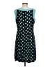 Perceptions Polka Dots Teal Casual Dress Size L (petite) - photo 2