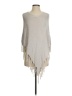 Repeat Cashmere 100% Cotton Gray Ivory Poncho Size XXS - photo 1