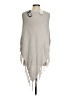 Repeat Cashmere 100% Cotton Gray Ivory Poncho Size XXS - photo 2